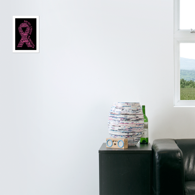 Breast Cancer Awareness Pink Ribbon With Positive Words | Poster