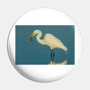 Great Egret with Shrimp Pin