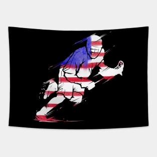 LAX player in US Flag colours - The USA Lacrosse Tapestry