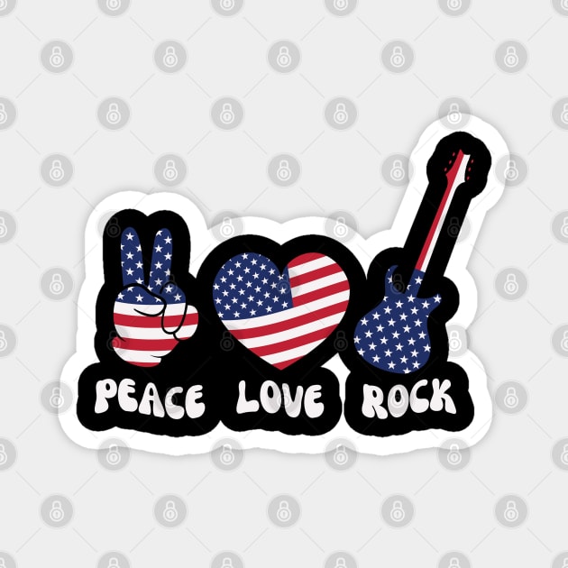 Peace Love Rock USA 4th Of July Magnet by The WYLD Tribe