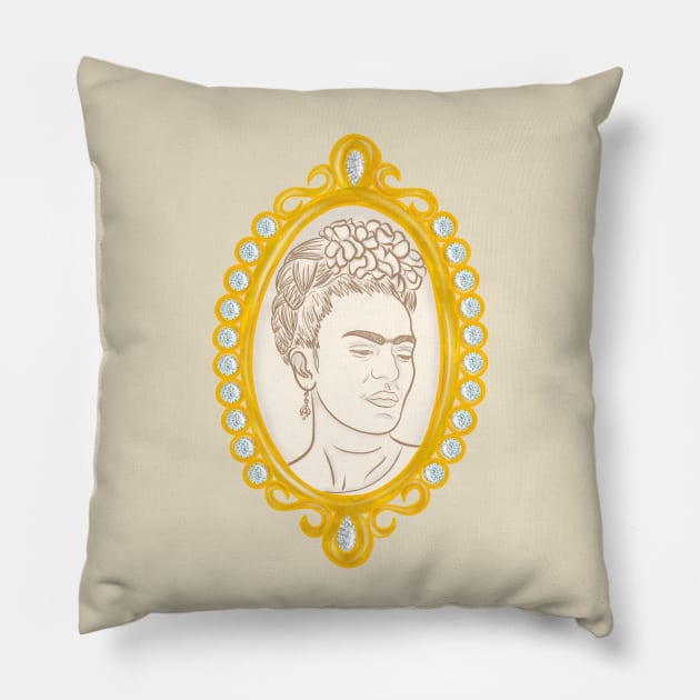 Frida Kahlo Cameo Pin Pillow by RachaelBurriss