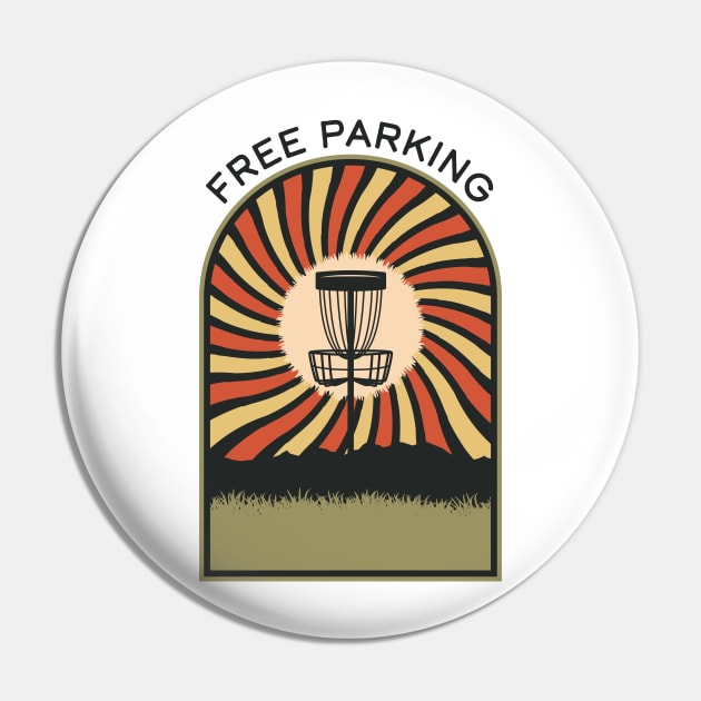 Free Parking | Disc Golf Vintage Retro Arch Mountains Pin by KlehmInTime