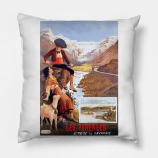 Vintage Travel Poster - The Pyrenees Pillow