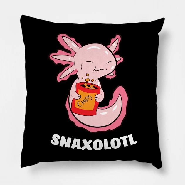 Cute Axolotl Lover Snaxolotl Kawaii Axolotl Food Sweets Pillow by EQDesigns