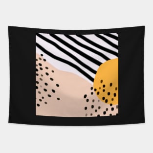 light pink & yellow abstract shapes and stripes design Tapestry