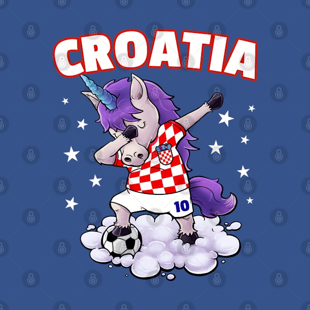 Dabbing Soccer Unicorn Funny Croatia Soccer Kids - Croatian Football by NUMAcreations