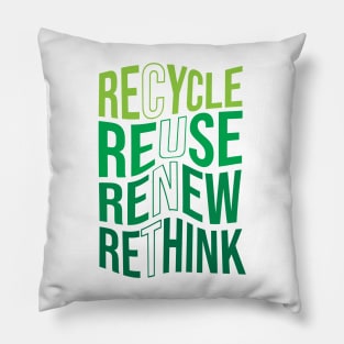 Recycle Reuse Renew Rethink Crisis Environmental Activism Pillow