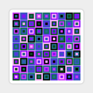 Abstract Square Geometric | Pop Fashion Modern Fusion Layered Blue Green Pink Regular Magnet