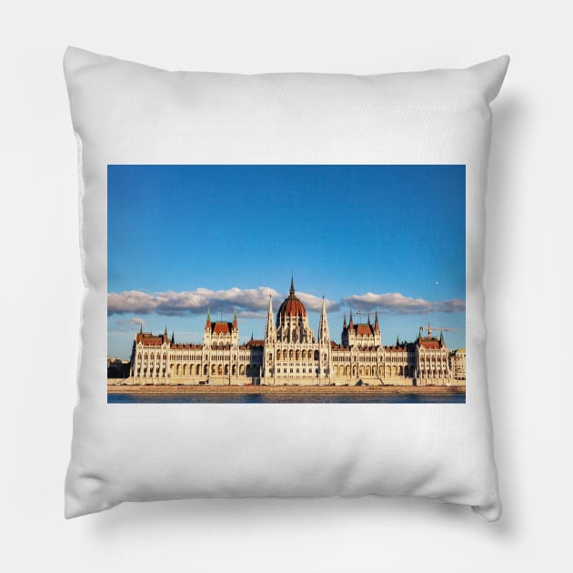 The Hungarian Parliament Building in Budapest Hungary Pillow by dianecmcac