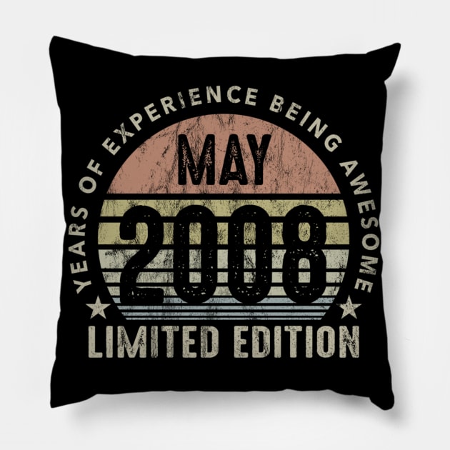 Born In May 2008 Vintage Sunset 12th Birthday All Original Pillow by teudasfemales