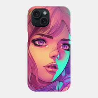 Synthwave Comic Girl Phone Case