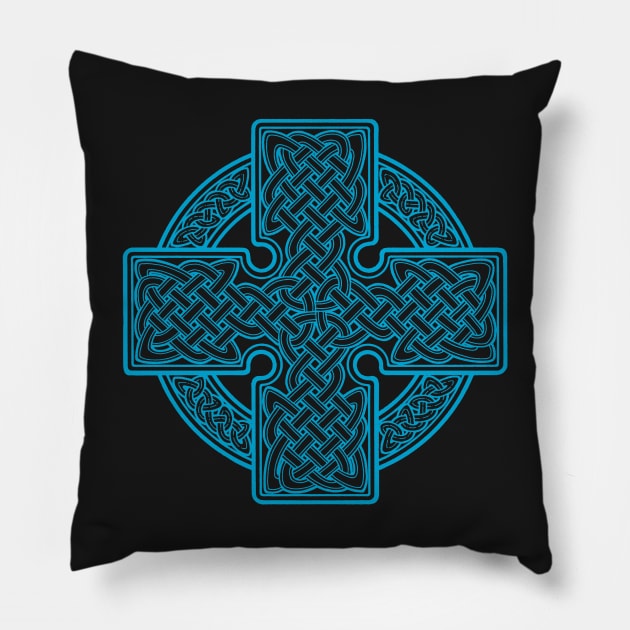 Blue Celtic Cross Pillow by Dysis23A