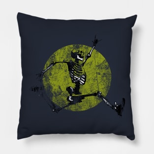 Grunge Jumping Skeleton 'Not Dead Yet' Pillow
