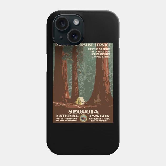 Vintage Sequoia National Park Poster (new) Phone Case by GloopTrekker