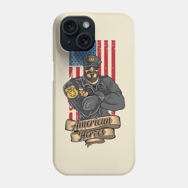 American police hero Phone Case by Mako Design 