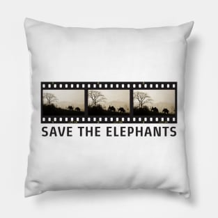 Save The Elephants Triptych Photograph Pillow