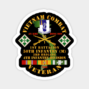 Vietnam Combat Veteran w 1st Bn - 50th Inf - 3rd Bde 4th Inf Div 1968 w VN SVC Magnet