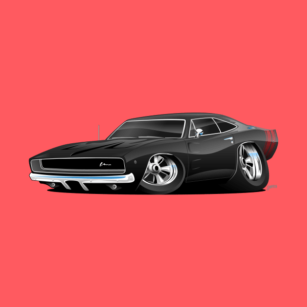 Classic 60’s American Muscle Car Cartoon by hobrath