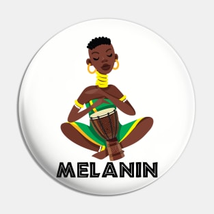 African Girl Drummer Afro Queen Poppin Pin