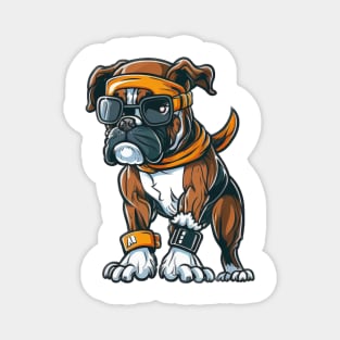 Ride with Purpose: GreenBubble's Snowboarding Boxer Dog Print Magnet