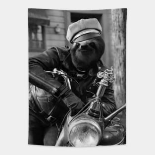 Sloth in a Motorcycle - Print / Home Decor / Wall Art / Poster / Gift / Birthday / Sloth Lover Gift / Animal print Canvas Print Tapestry