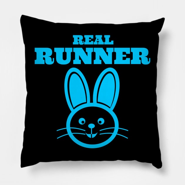 Real runner funny bunny running training. Pillow by MoodsFree