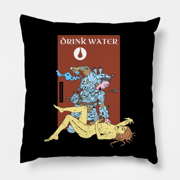 drink water. sci fi comic. Pillow by JJadx