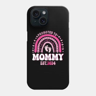 Promoted To Mommy Est. 2024 Groovy Mama New Mom boho rainbow Phone Case