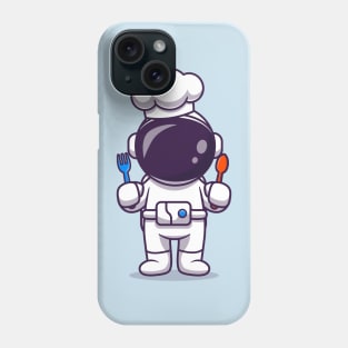 Cute Astronaut Chef With Fork And Spoon Cartoon Phone Case