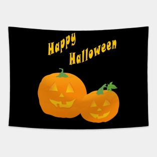 Halloween Jack-O-Lanterns or Jack-O’Lanterns smiling wishing Happy Halloween Tapestry