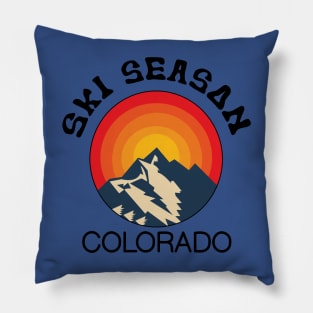 Ski Season, Colorado, Colorado Lifestyle, Skiing, Snowboarding, Ski Mountains, Retro Skiing Mountain Pillow