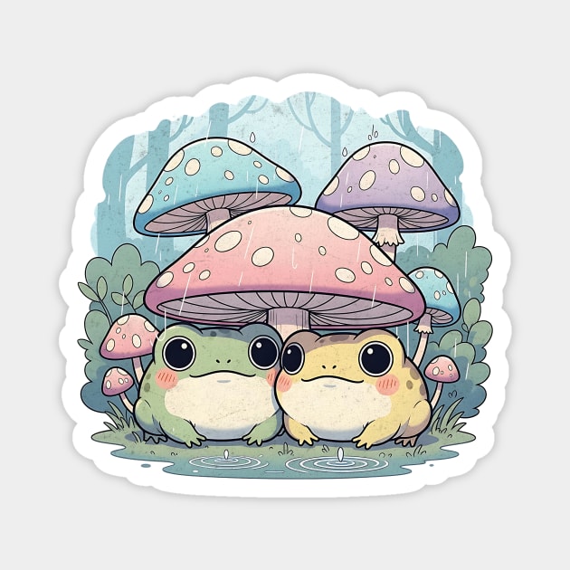 Whimsical Frogs & Mushrooms Design Magnet by Designed By Marty