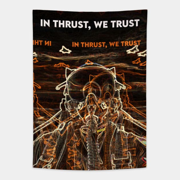 Fighter Jet Thrust, We Trust P43 Tapestry by FasBytes
