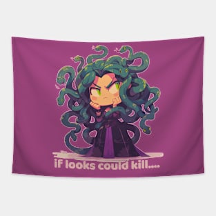 If Looks Could Kill... Super Cute Chibi Anime Gorgon Medusa Tapestry