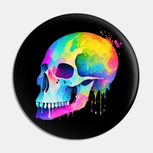 Paint Splatter Rainbow Skull Pin