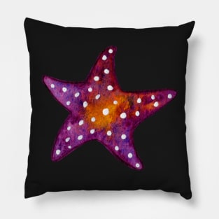 Purple and Orange Starfish Watercolor Pillow