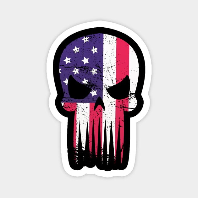 Usa Flag American Skull Military Veteran Patriotic Army  T-Shirt Magnet by moohe