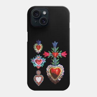 Sacred tin red heart mexican folk art bright maximalist decoration milagritos Phone Case