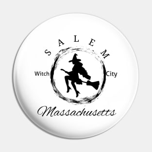 Black Salem Witch City Logo Pin