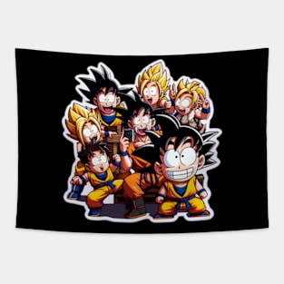 Goku group photo with his classic grin. Tapestry