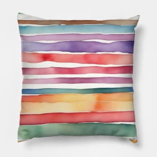 Colorful watercolor striped pattern Pillow