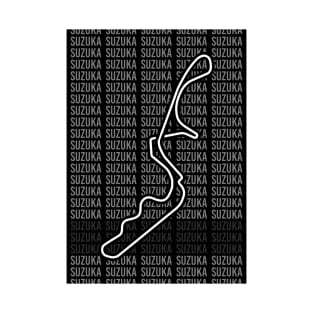 Suzuka - F1 Circuit - Black and White T-Shirt