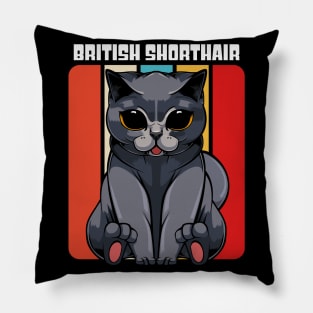 British Shorthair - Cute Retro Style Kawaii Cat Pillow