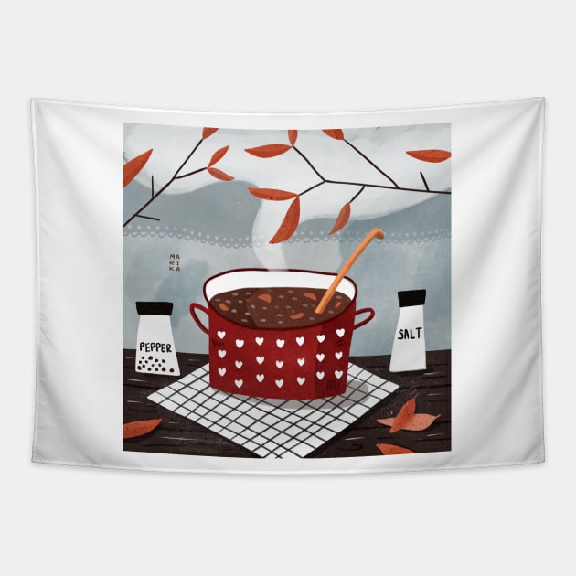 Veggie soup Tapestry by marikadoodles