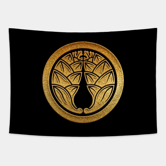 Gold Maruni Daki Myoga Kamon Tapestry by Takeda_Art