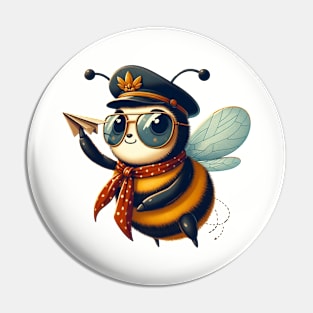 Funny cute bumblebee pilot Pin