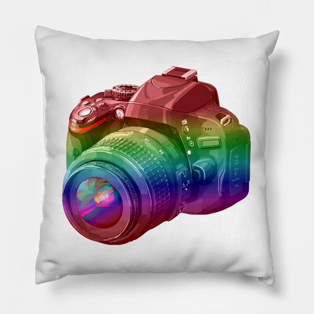 Rainbow Camera Pillow by Art by Deborah Camp