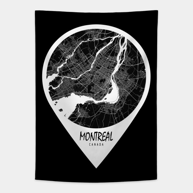 Montreal, Canada City Map - Travel Pin Tapestry by deMAP Studio