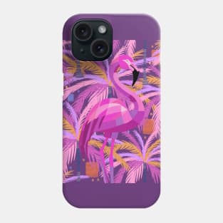Vibrant Pink Flamingo Palm Trees Phone Case