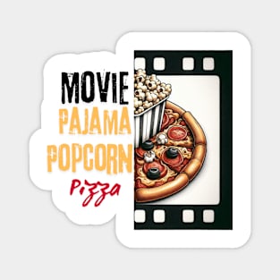 Gift Idea Women Girls Movie Pizza Pajama Popcorn Magnet